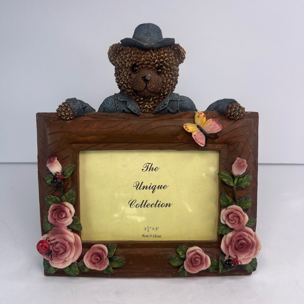 3.5x5‎ Bear Picture Frame Teddy Bear Rose Ladybug Butterfly Resin Cottagecore